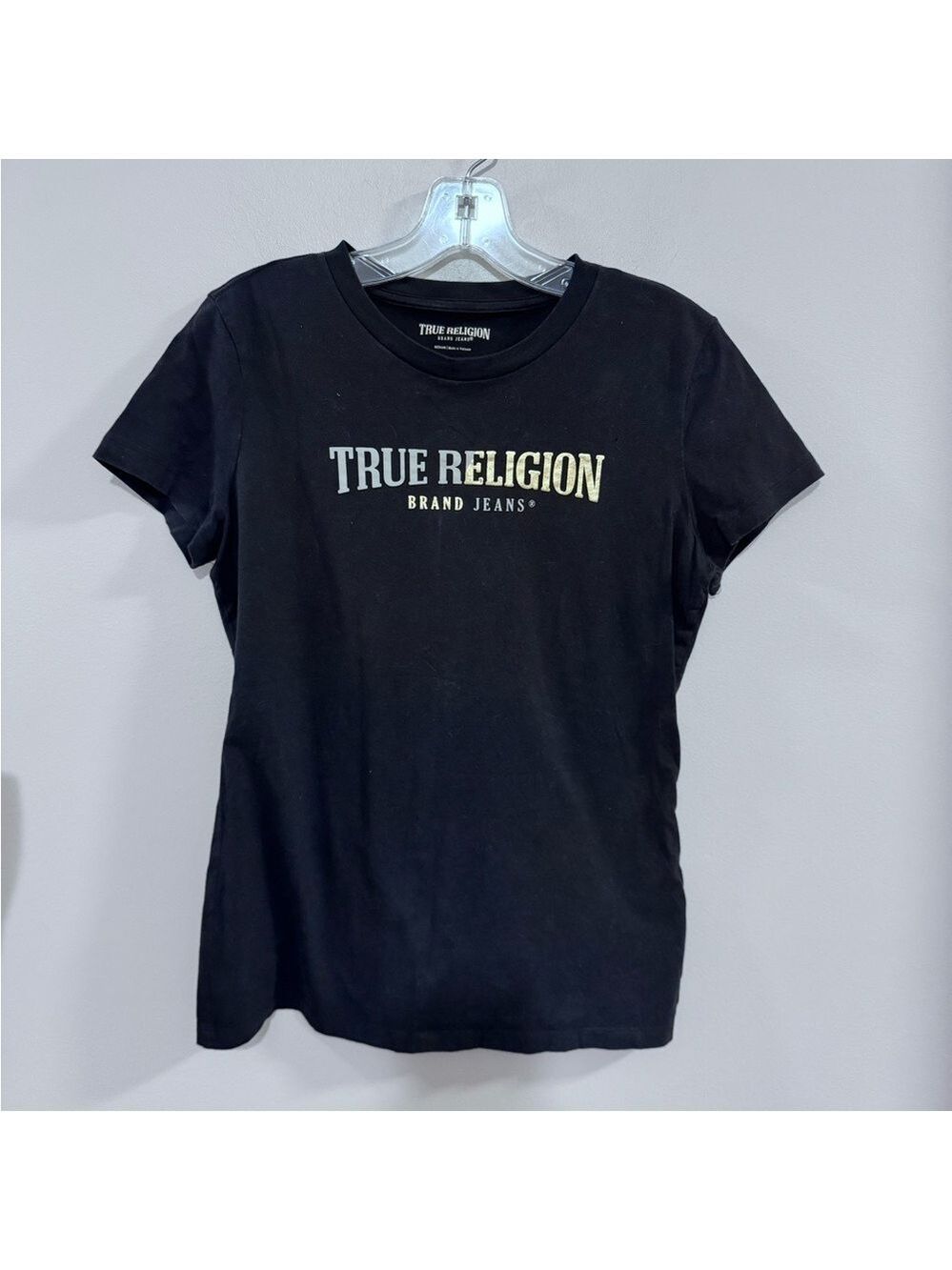Women's True Religion Black Fitted Short Sleeve T-Shirt. Size M